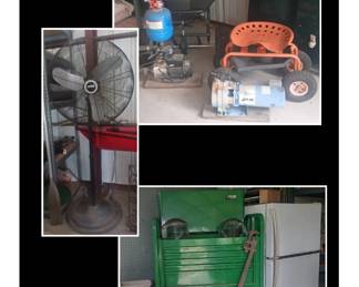 Shop Fan / Shop Fridge / John Deere Tool Box / Electric Water Pumps / XL Spreader