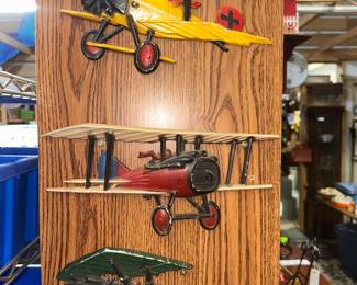 Set of 3 1975 Homco cast metal airplane wall plaques