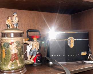 Bell & Howell 8mm camera & Case, Golf beer stein