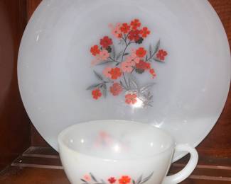 Vintage Fire King Primrose pattern milk glass plates
