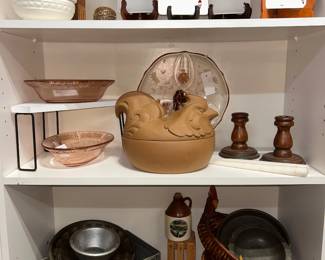 Montgomery Smith "Angry Rooster" terracotta lidded tureen or casserole dish