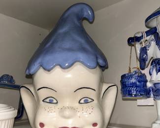 Vintage ceramic pixie elf head cookie jar (1950's or 1960's)
