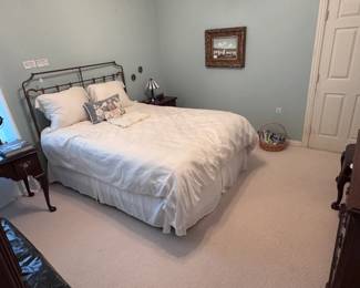 Antique Style Bed Frame and Mattress Set, Down Comforter Set with Fine Italian Linens