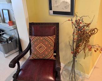 Hancock & Moore finely made mahogany chair in alligator pressed leather.