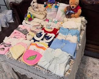 We have a glorious selection of fine linens and baby clothes (some vintage)