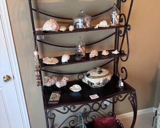 Bakers Rack with Shelves and Decor