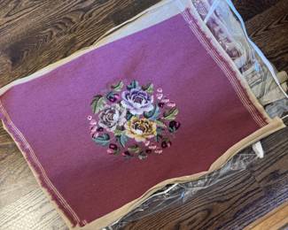 6 pc handmade needlepoints to frame or upholster
