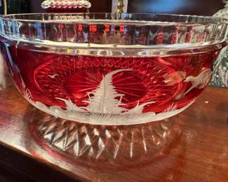 Bohemian ruby cut to clear bowl