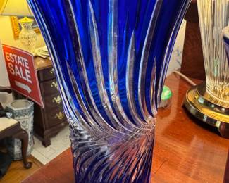 Bohemian glass large vase…some damage to rim