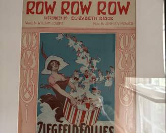 Framed antique sheet music