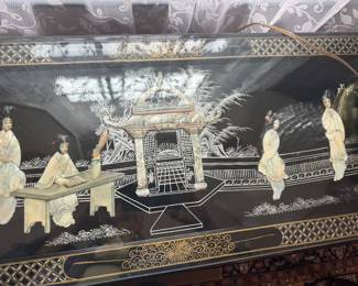 Top of Asian lacquer console table...glass top makes it difficult to photograph