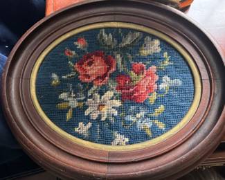 Needlepoint in antique frame