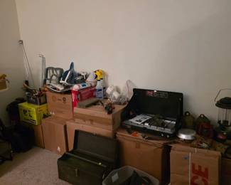 Tools tool chest power washer Coleman camping stove Coleman lantern