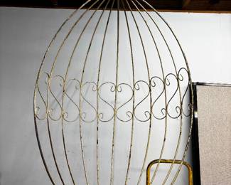 Rare hanging scroll work egg chair. Hand truck