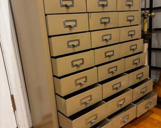 Vintage Cole Steel 27-drawer industrial parts cabinet.