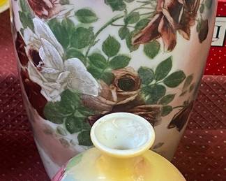 Hand Painted Rose Motif Glass Vases