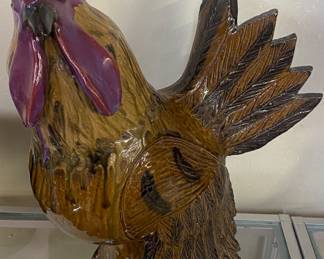 Claude Miller Ram Pottery Rooster (Some Damage)
