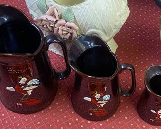 Graduated Rooster Themed Pitchers