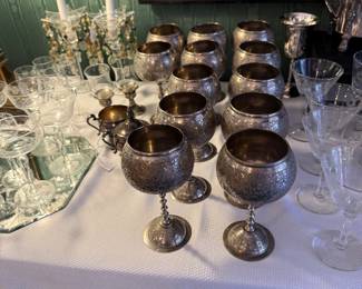 Silver plate goblets from India