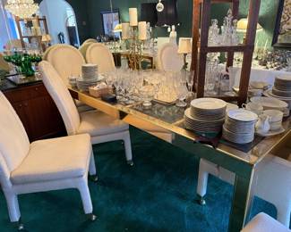 Awesome vintage Brass and Glass Dining Table