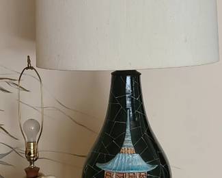 Massive pagoda lamp, definitely center piece of any room and vintage Ceramic lamp with Revolutionary War Era soldier.