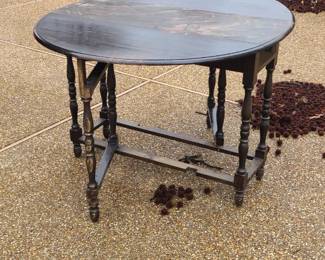 Wood Dining Table, side fold down.
