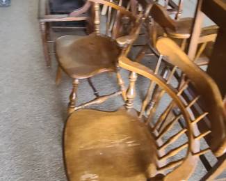 Mismatch wood chairs.