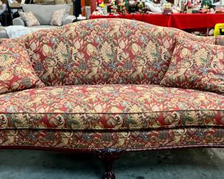 Very high end, heavy sofa. Extraordinary condition. Back legs are damaged.