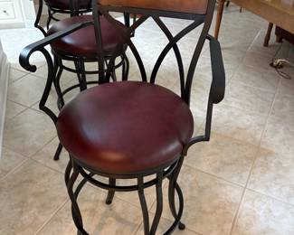 Beautiful Leather Bar Stools Three, Perfect Condition!
