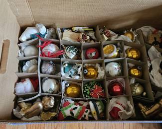 Vintage Christmas ornaments, (items sold separately).