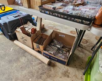 Pet crate, wood and acrylic pen blanks, (items sold separately).