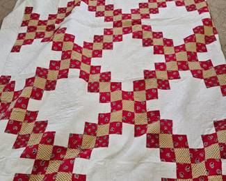Large, antique, Irish double chain quilt.