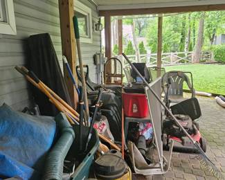 Garden items, to be sorted for display, (items sold separately).