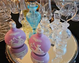 Perfumes, mirrored tray and other items (items sold separately).