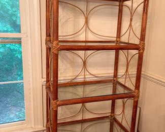 Vintage rattan shelving unit