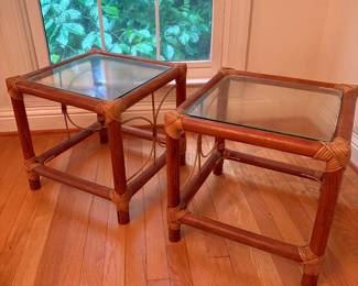 Vintage rattan side tables
