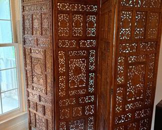 Vintage hand carved teak screen