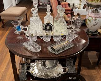 Tea Cart Crystal and Silverplate