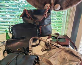 Designer handbags and vintage stole
