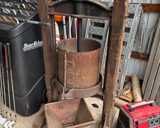 Large vintage wine press w/ fruit crusher