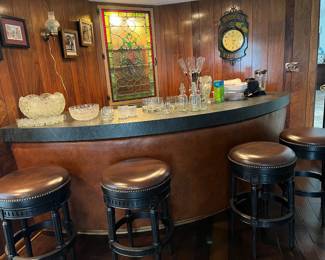Frontage for barstools with leather seats