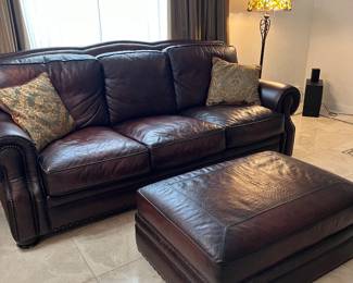Leather couch matching storage ottoman
