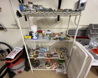 Shelving tools and accessories and shop vac