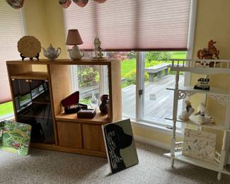 Oak entertainment center and shelving
