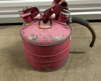 Lot #119 Vintage Red Metal Safety Gas Can 2.5 Gal Type I Industrial Fuel Container w/Spout