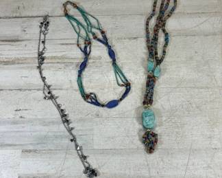Lot #139 Lot 3 Boho Beaded Necklaces Lapis Turquoise Stone Heishi Trade Beads Southwestern