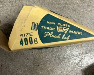 Lot #124 Vintage EK High Class 400g Steel Plumb Bob with Jute String Original Box