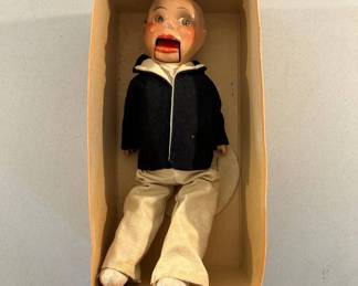 Lot #54 Vintage 1950s Composition Ventriloquist Dummy Doll Moving Mouth Boy Figure 18in
