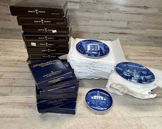 Lot #108 Lot Berlin Design & Bing Grondahl Blue White Christmas Collector Plates w/Boxes