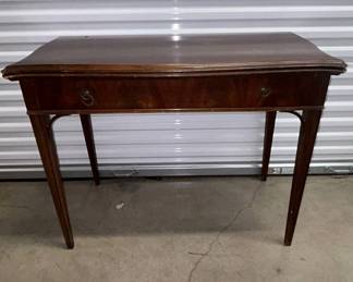 Lot #93 Antique Mahogany Flame Veneer Hepplewhite Console Table with Leaves